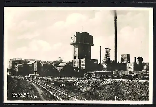 AK Beuthen /O.-S., Bahntrassen an der Hohenzollerngrube, Kohleabbau