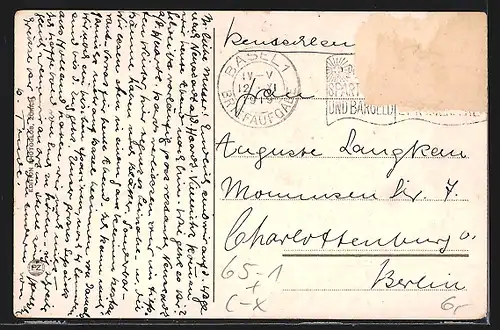 AK Basel, Stadtansicht mit Bahnhof