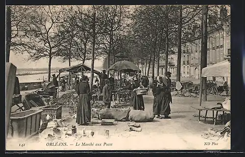 AK Orleans, Le Marchè aux Puces, Trödelmarkt
