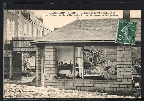 AK Grandcamp-les-Bains, Les Ruines de la Villa après le Cyclone du 28 Octobre 1909