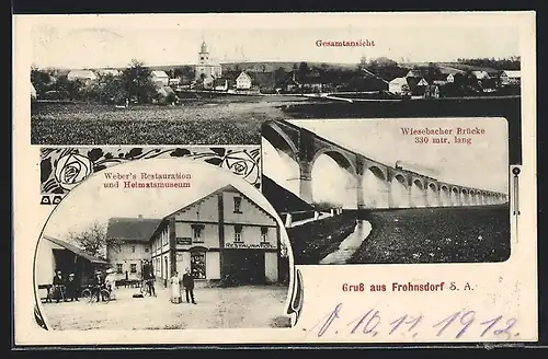 AK Frohnsdorf, Webers Restaurant und Heimatmuseum, Wiesebacher Brücke