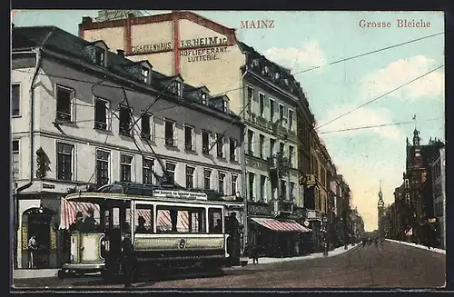 AK Mainz, Strassenbahn an der Grossen Bleiche