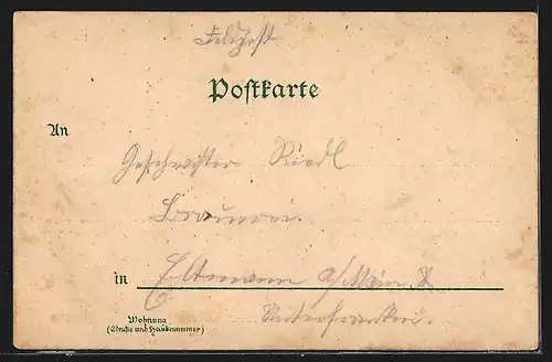 Lithographie Offenbach b. Landau, Kirche, Schulhaus, Mühlen, Geschäftshaus L. Wagner