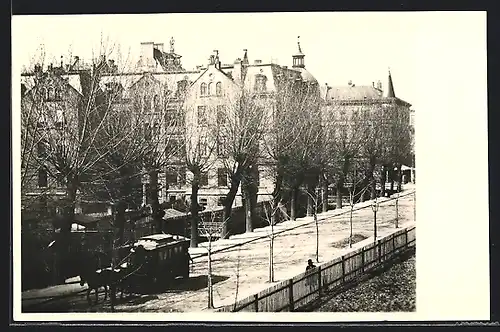 Foto-AK Erfurt, Pferdebahn auf der Arnstädter Strasse