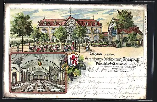 Lithographie Düsseldorf-Oberkassel, Vergnügungs-Etablissement Rheinlust