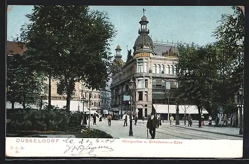 AK Düsseldorf, Königsallee und Schadowstr.- Ecke