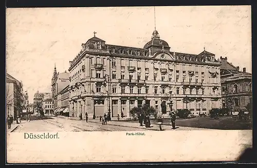 AK Düsseldorf, Park-Hotel mit Strassenpartie