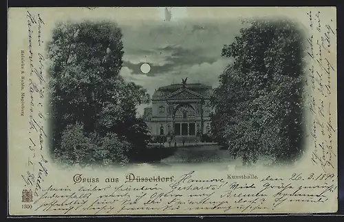 Mondschein-AK Düsseldorf, Kunsthalle