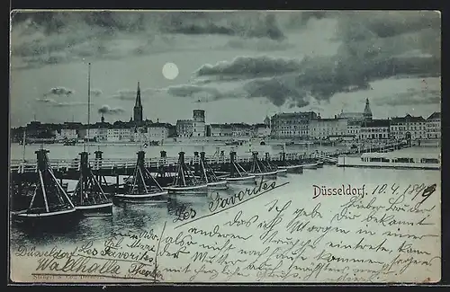 Mondschein-AK Düsseldorf, Hafen