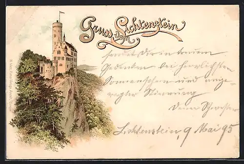 Vorläufer-Lithographie Lichtenstein, 1895, Burg Lichtenstein