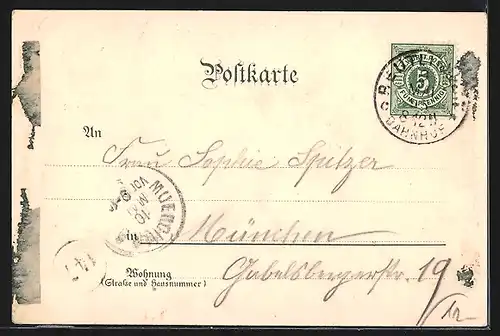 Vorläufer-Lithographie Lichtenstein, 1895, Burg Lichtenstein