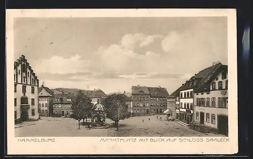 AK Hammelburg, Marktplatz mit Blick auf Schloss Saaleck