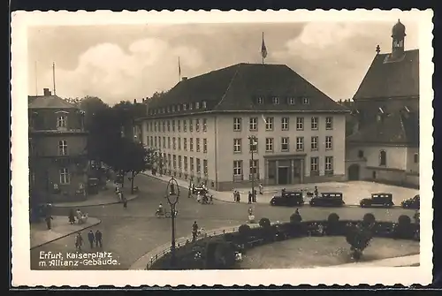 AK Erfurt, Kaiserplatz mit Allianz-Gebäude