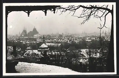 AK Erfurt, Ansicht der verschneiten Stadt