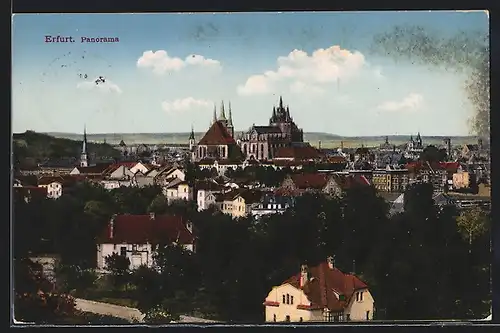 AK Erfurt, Panorama mit blauem Himmel