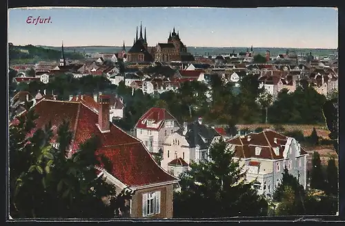 AK Erfurt, Blick über die Stadt auf den Dom