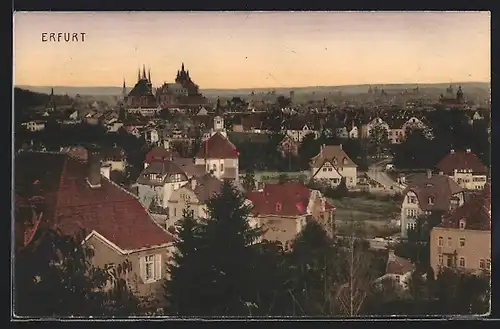 AK Erfurt, Ortsansicht mit Dom in der Ferne