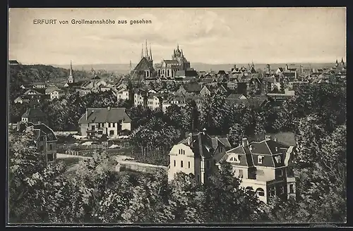 AK Erfurt, Teilansicht von Grollmannshöhe aus gesehen