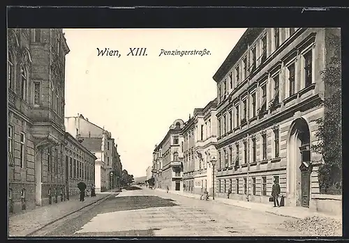 AK Wien, Penzingerstrasse mit Passanten