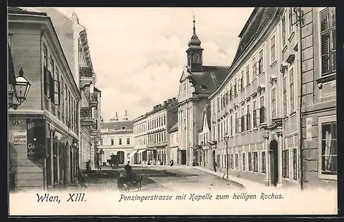 AK Wien, Penzingerstrasse mit Kapelle zum heiligen Rochus und Gasthaus
