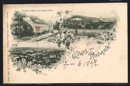 AK Wien, Rodaun, Stelzer`s Hotel und Restaurant, Ortspartie, Teilansicht