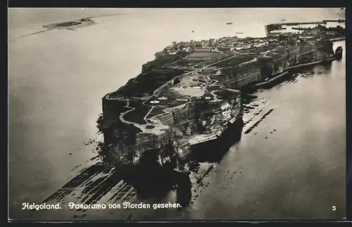 AK Helgoland, Panorama der Insel von Norden gesehen