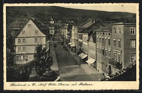 AK Bleicherode, Strasse mit Rathaus