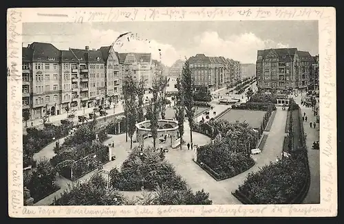 AK Berlin-Schöneberg, Bayrischer Platz mit Brunnen