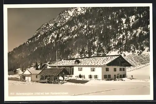 AK Esterbergalm bei Partenkirchen, Ortspartie im Schnee
