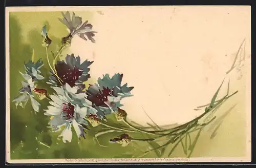 Künstler-Lithographie Catharina Klein: Aus unserm Garten, Kornblumen