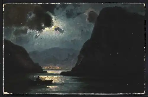 AK Loreley, Ortsansicht bei Vollmond
