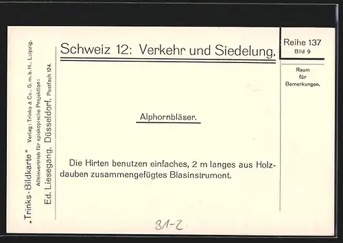 AK Alphornbläser vor Bergen