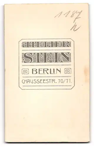 Fotografie Wilhelm Stein, Berlin, Chaussee Str. 70 /71, Ältere Dame im weissen Kleid mit einer Brosche am Kragen