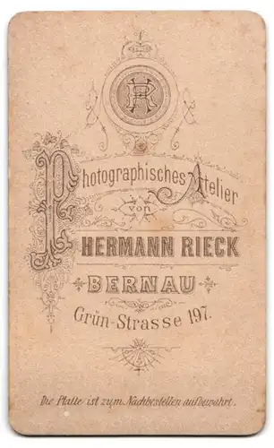 Fotografie Herm. Rieck, Bernau, Grün-Strasse 197, Bürgerliche Dame im eleganten Kleid mit einem Medaillon um den Hals