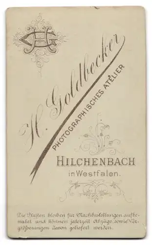 Fotografie H. Goldbeck, Hilchenbach i. W., Bürgerlicher Mann mit gemusterter Krawatte und Vollbart