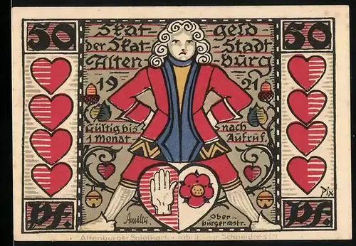 Notgeld Altenburg 1921, 50 Pfennig, Kirchturm