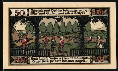 Notgeld Ballenstedt 1921, 50 Pfennig, Mägdesprung u. Zwerge