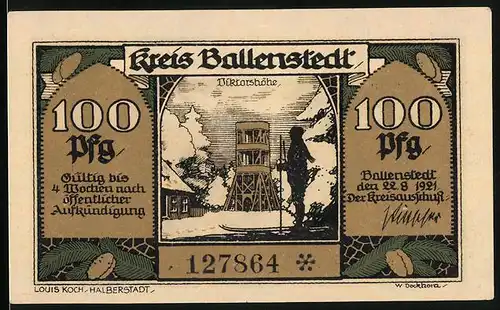 Notgeld Ballenstedt 1921, 100 Pfennig, Viktorshöhe