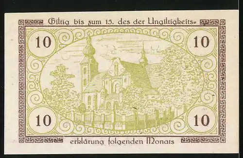Notgeld Tichau 1919, 10 Pfennig, Kirche
