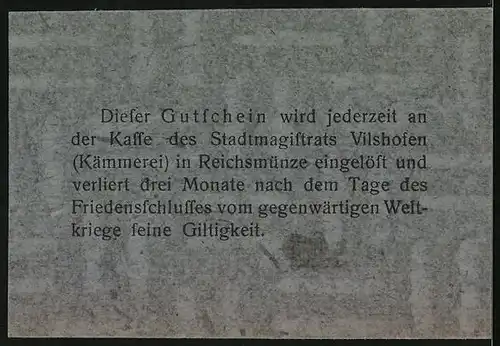 Notgeld Vilshofen a. D., 50 Pfennig, Signatur