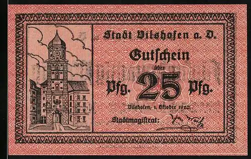 Notgeld Vilshofen a. D. 1920, 25 Pfennig, Rathaus