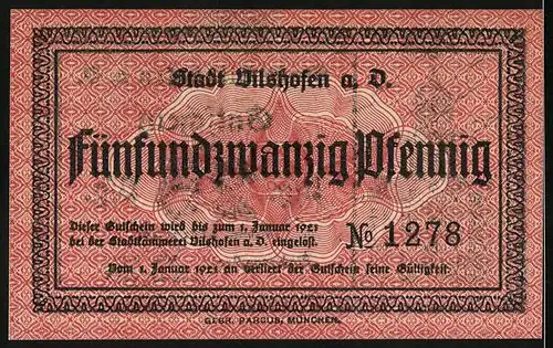 Notgeld Vilshofen a. D. 1920, 25 Pfennig, Rathaus