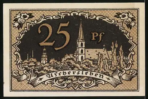 Notgeld Aschersleben 1920, 25 Pfennig, Ortsansicht