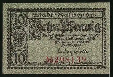 Notgeld Rathenow 1917, 10 Pfennig, Wappen