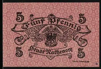 Notgeld Rathenow 1917, 5 Pfennig, Wappen mit Adler