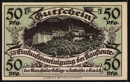 Notgeld Mansfeld 1920, 50 Pfennig, Schloss Mansfeld