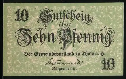 Notgeld Thale a. H. 1921, 10 Pfennig, Signatur