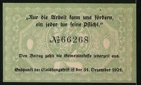 Notgeld Thale a. H. 1921, 10 Pfennig, Signatur