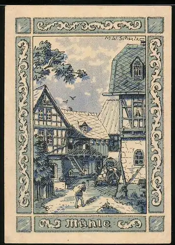 Notgeld Rehmen 1921, 50 Pfennig, Mühle