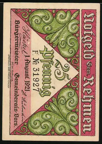 Notgeld Rehmen 1921, 25 Pfennig, Rehmer Moor